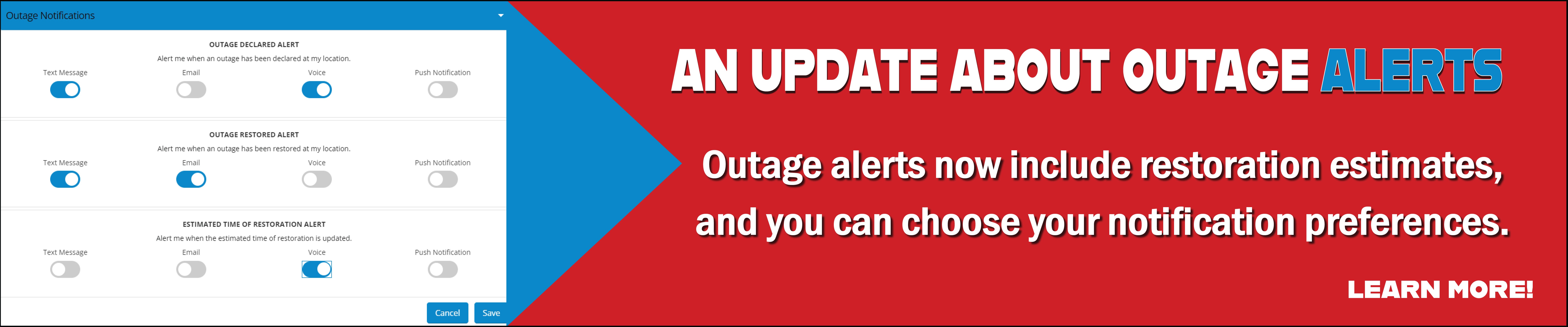 An update about outage alerts