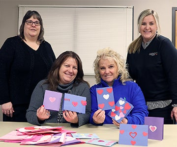 Cuivre employees create valentines cards for local nursing home residents