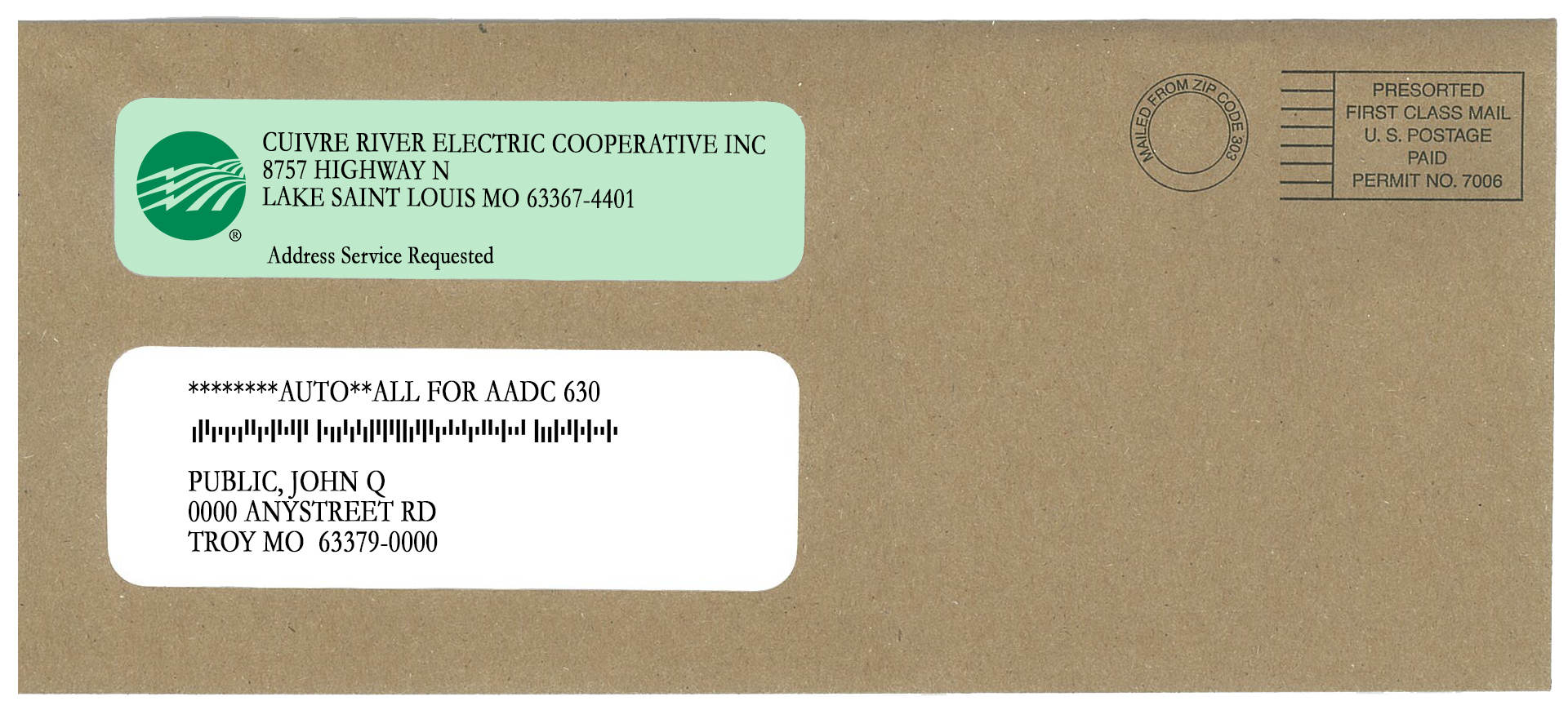 An example of the new brown paper envelope CREC members could see.