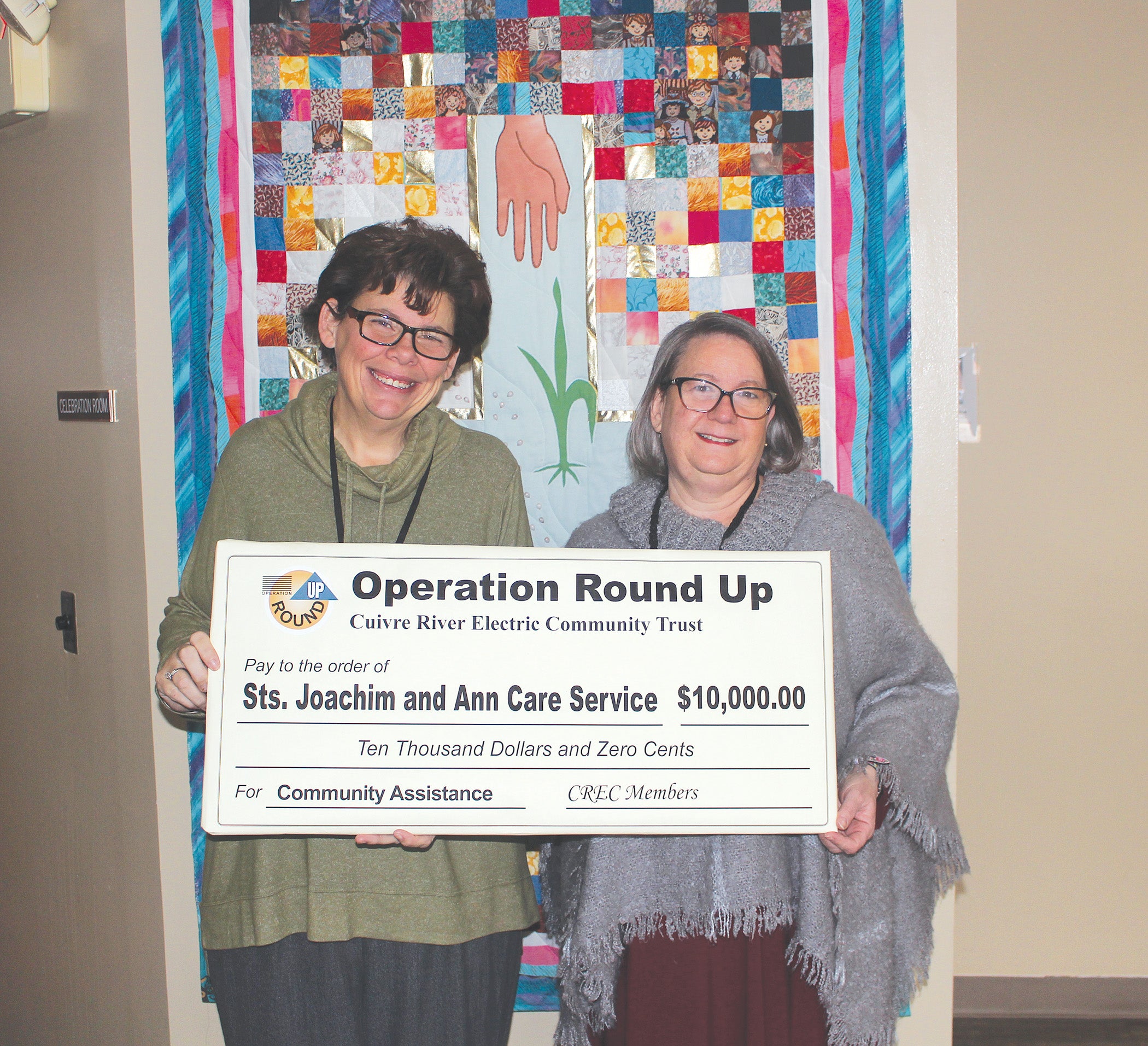 Sts. Joachim and Ann recently was awarded a $10,000 Operation Round Up grant for its housing assistance program, which is designed to prevent homelessness.