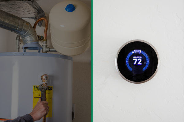 A hot water heater and smart thermostat