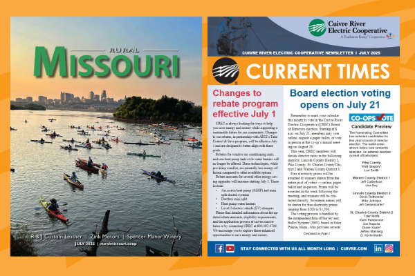 The front covers of the July 2025 editions of Rural Missour and Current Times