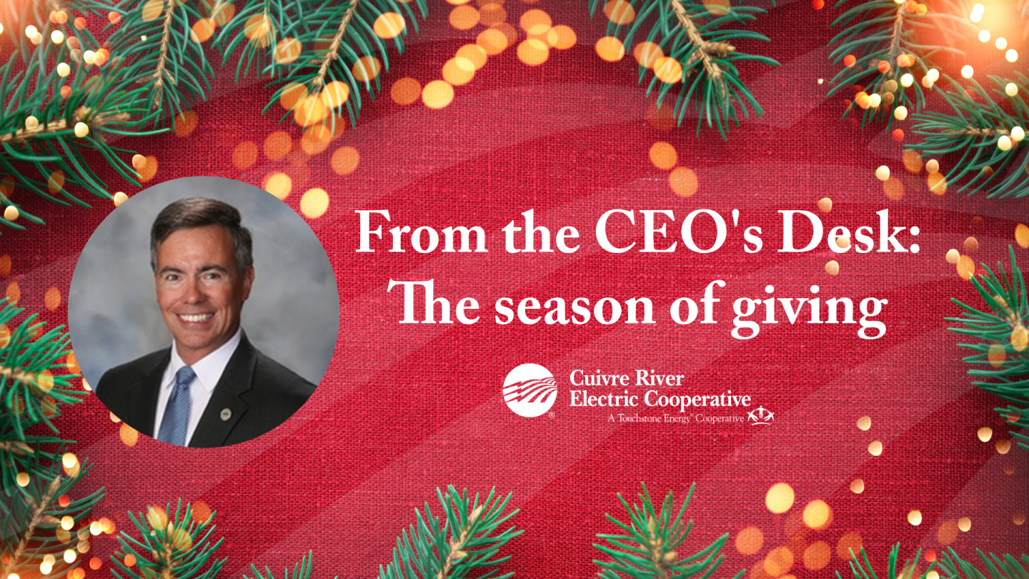 A graphic with a photo of President/CEO Doug Tracy